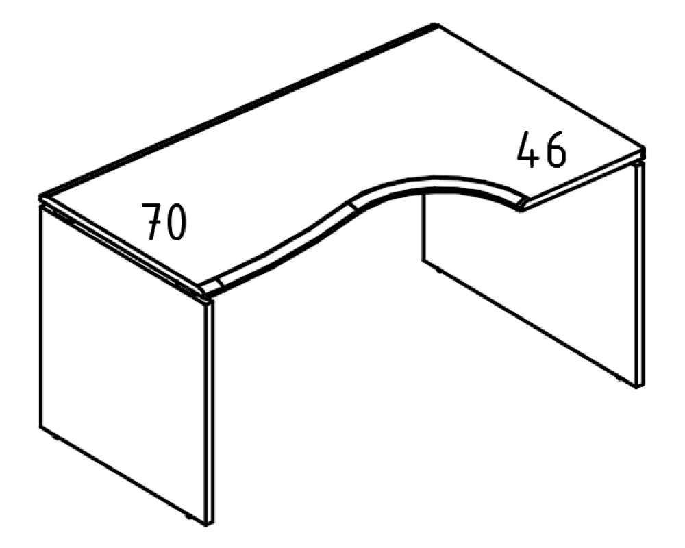 Стол Классика 90x120 каркас ДСП (2 скоса) правый Alta