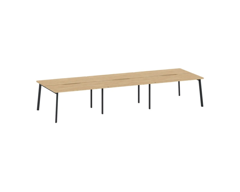 Бенч 6 рабочих мест с вырезом 474x141x75 Flex Гикори/Графит