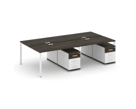Рабочая станция 4 места с 2 двухсторонними опорными тумбами CN.DRS-319 W 2760x1480x750 Концепт / Concept images