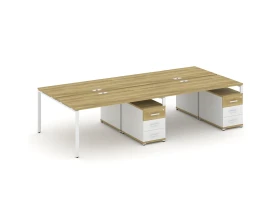 Рабочая станция 4 места с 2 двухсторонними опорными тумбами CN.DRS-320 W 3160x1480x750 Концепт / Concept images