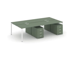 Рабочая станция 4 места с 2 двухсторонними опорными тумбами CN.DRS-320 W 3160x1480x750 Концепт / Concept images