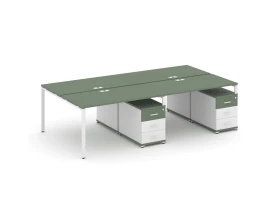 Рабочая станция 4 места с 2 двухсторонними опорными тумбами CN.DRS-320 W 3160x1480x750 Концепт / Concept images