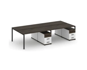 Рабочая станция 4 места с 2 двухсторонними опорными тумбами CN.DRS-320 W 3160x1480x750 Концепт / Concept images
