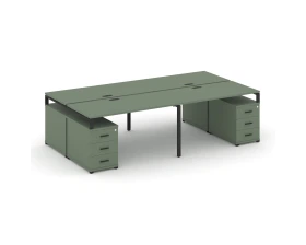 Рабочая станция 4 места с 2 двухсторонними опорными тумбами CN.DRS-328 B 3160/3892x1480x750 Концепт / Concept images