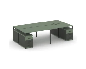 Рабочая станция 4 места с 2 двухсторонними опорными тумбами CN.DRS-328 W 3160/3892x1480x750 Концепт / Concept images