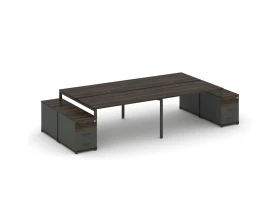 Рабочая станция 4 места с 2 двухсторонними опорными тумбами CN.DRS-328 W 3160/3892x1480x750 Концепт / Concept images