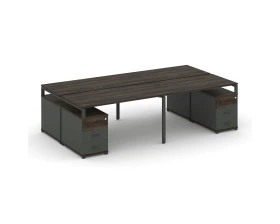 Рабочая станция 4 места с 2 двухсторонними опорными тумбами CN.DRS-328 W 3160/3892x1480x750 Концепт / Concept images