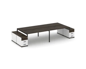 Рабочая станция 4 места с 2 двухсторонними опорными тумбами CN.DRS-328 W 3160/3892x1480x750 Концепт / Concept images
