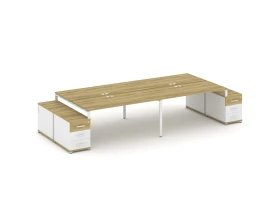 Рабочая станция 4 места с 2 двухсторонними опорными тумбами CN.DRS-328 W 3160/3892x1480x750 Концепт / Concept images