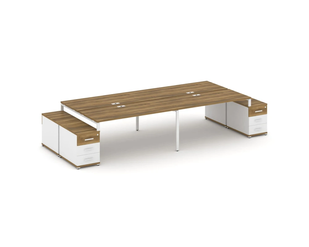 Рабочая станция 4 места с 2 двухсторонними опорными тумбами CN.DRS-328 W 3160/3892x1480x750 Концепт / Concept