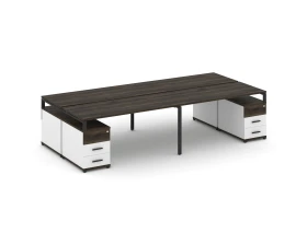 Рабочая станция 4 места с 2 двухсторонними опорными тумбами CN.DRS-328 W 3160/3892x1480x750 Концепт / Concept images