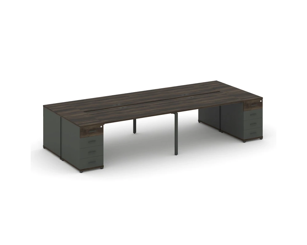 Рабочая станция 4 места с 2 опорными тумбами CN.DRS-425 W 2800x1480x750 Концепт / Concept