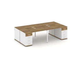 Рабочая станция 4 места с 2 опорными тумбами CN.DRS-425 W 2800x1480x750 Концепт / Concept images