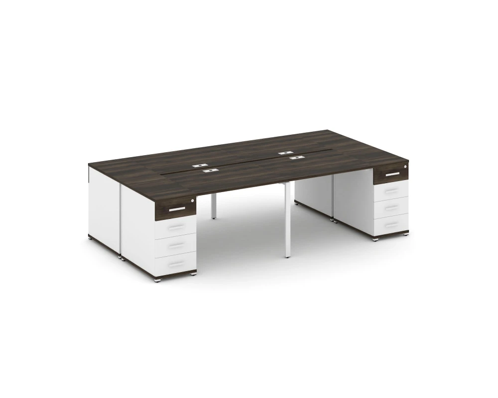 Рабочая станция 4 места с 2 опорными тумбами CN.DRS-425 W 2800x1480x750 Концепт / Concept