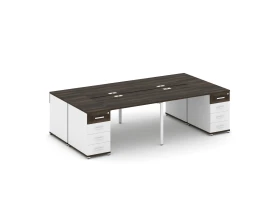 Рабочая станция 4 места с 2 опорными тумбами CN.DRS-425 W 2800x1480x750 Концепт / Concept images