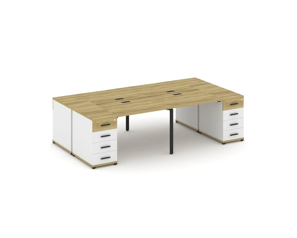 Рабочая станция 4 места с 2 опорными тумбами CN.DRS-425 W 2800x1480x750 Концепт / Concept