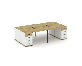 Рабочая станция 4 места с 2 опорными тумбами CN.DRS-425 W 2800x1480x750 Концепт / Concept images
