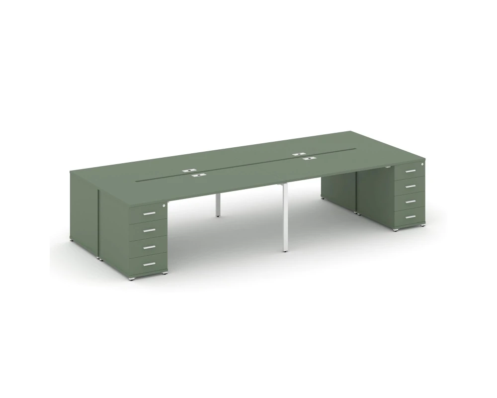 Рабочая станция 4 места с 2 опорными тумбами CN.DRS-426 W 3200x1480x750 Концепт / Concept