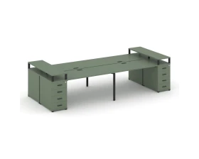Рабочая станция 4 места с 2 опорными тумбами CN.DRS-441 B 2800x1480x917 Концепт / Concept images