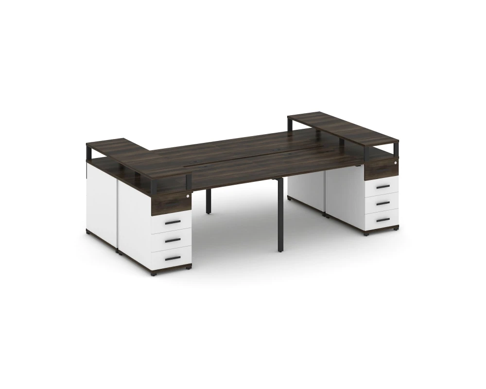 Рабочая станция 4 места с 2 опорными тумбами CN.DRS-441 W 2800x1480x917 Концепт / Concept