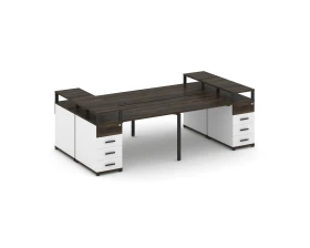 Рабочая станция 4 места с 2 опорными тумбами CN.DRS-441 W 2800x1480x917 Концепт / Concept images