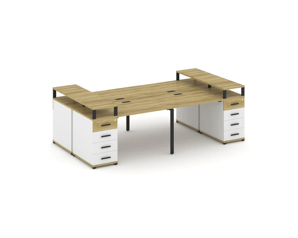 Рабочая станция 4 места с 2 опорными тумбами CN.DRS-441 W 2800x1480x917 Концепт / Concept