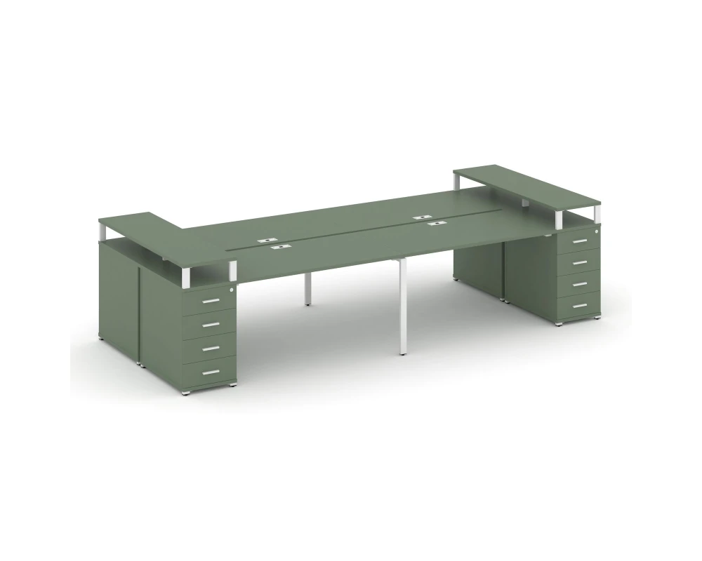 Рабочая станция 4 места с 2 опорными тумбами CN.DRS-441 W 2800x1480x917 Концепт / Concept