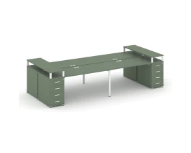 Рабочая станция 4 места с 2 опорными тумбами CN.DRS-441 W 2800x1480x917 Концепт / Concept images