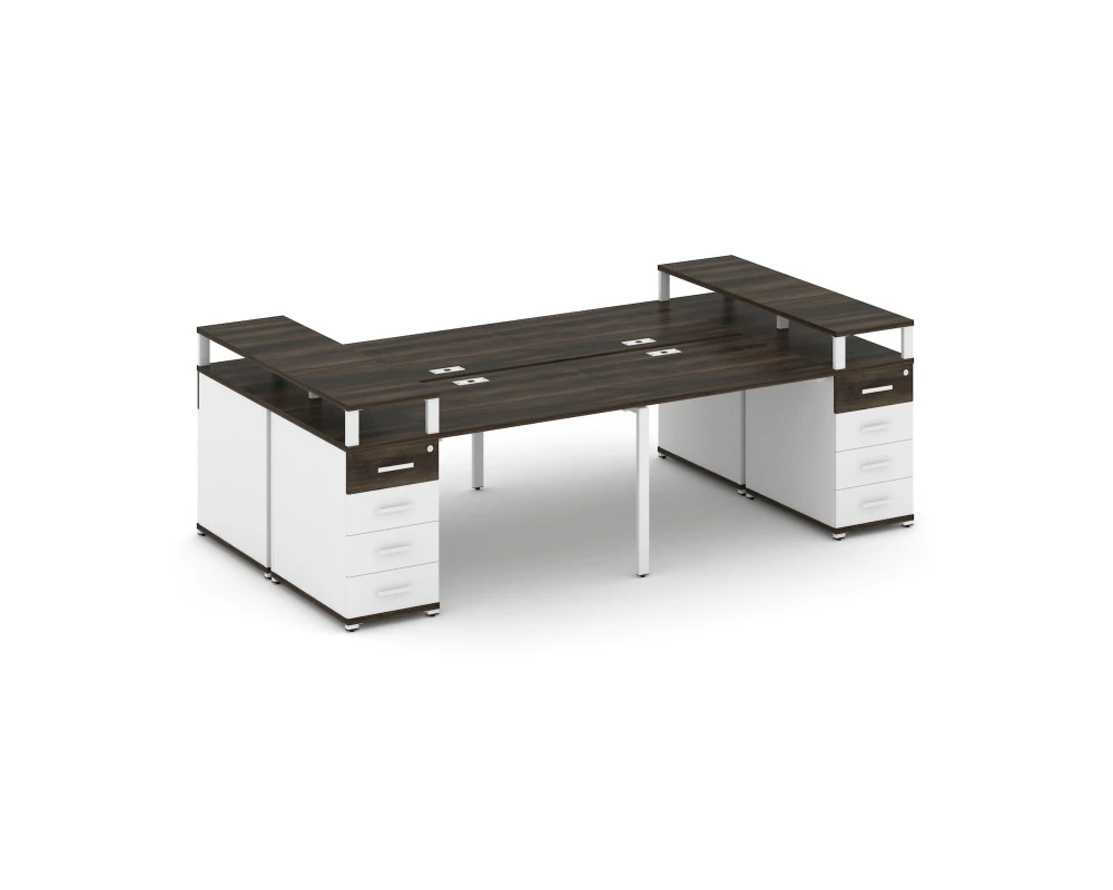 Рабочая станция 4 места с 2 опорными тумбами CN.DRS-441 W 2800x1480x917 Концепт / Concept
