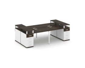 Рабочая станция 4 места с 2 опорными тумбами CN.DRS-441 W 2800x1480x917 Концепт / Concept images