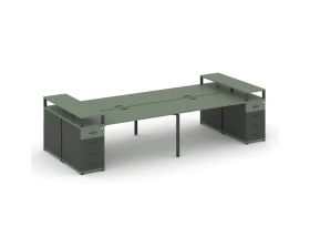 Рабочая станция 4 места с 2 опорными тумбами CN.DRS-441 W 2800x1480x917 Концепт / Concept images
