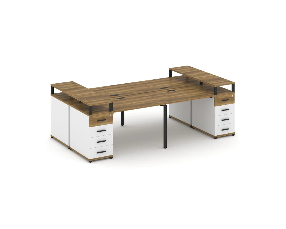 Рабочая станция 4 места с 2 опорными тумбами CN.DRS-441 W 2800x1480x917 Концепт / Concept