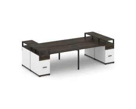 Рабочая станция 4 места с 2 опорными тумбами CN.DRS-446 W 3200x1480x917 Концепт / Concept images