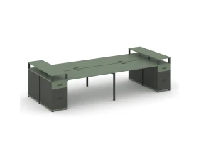 Рабочая станция 4 места с 2 опорными тумбами CN.DRS-446 W 3200x1480x917 Концепт / Concept images