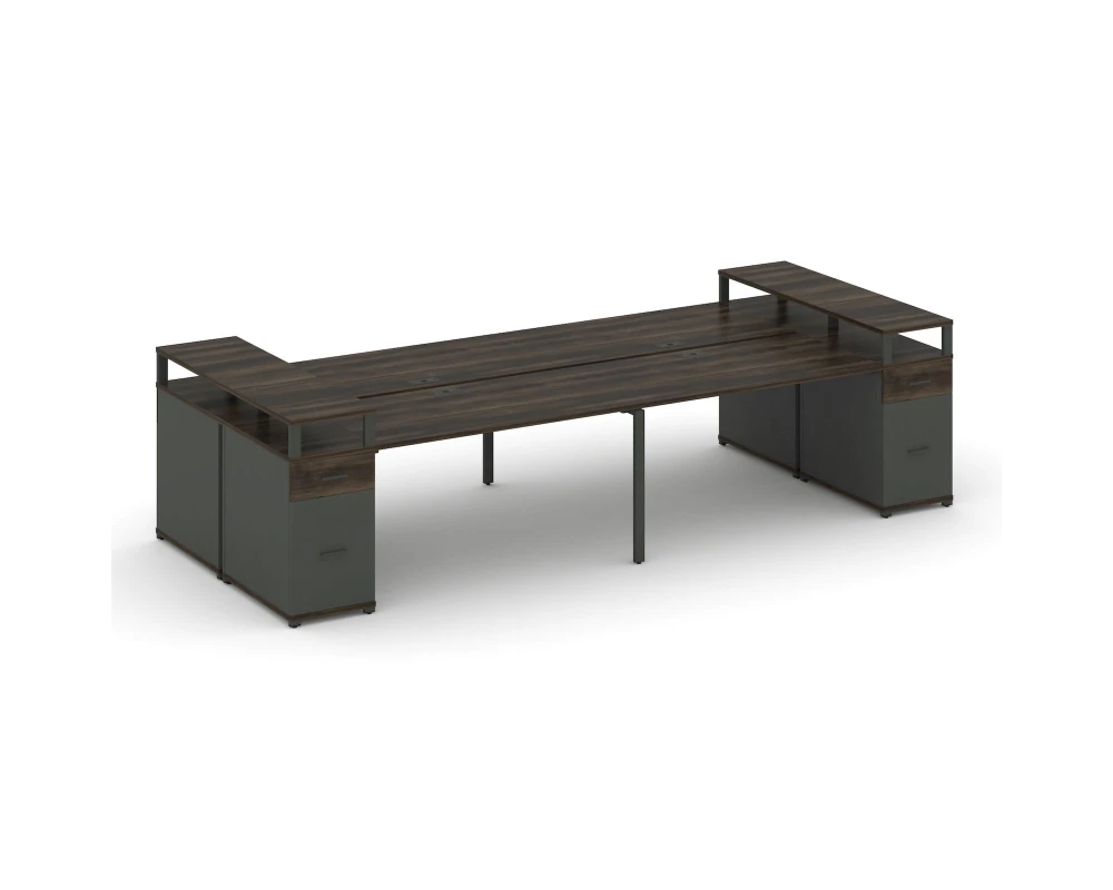 Рабочая станция 4 места с 2 опорными тумбами CN.DRS-446 W 3200x1480x917 Концепт / Concept