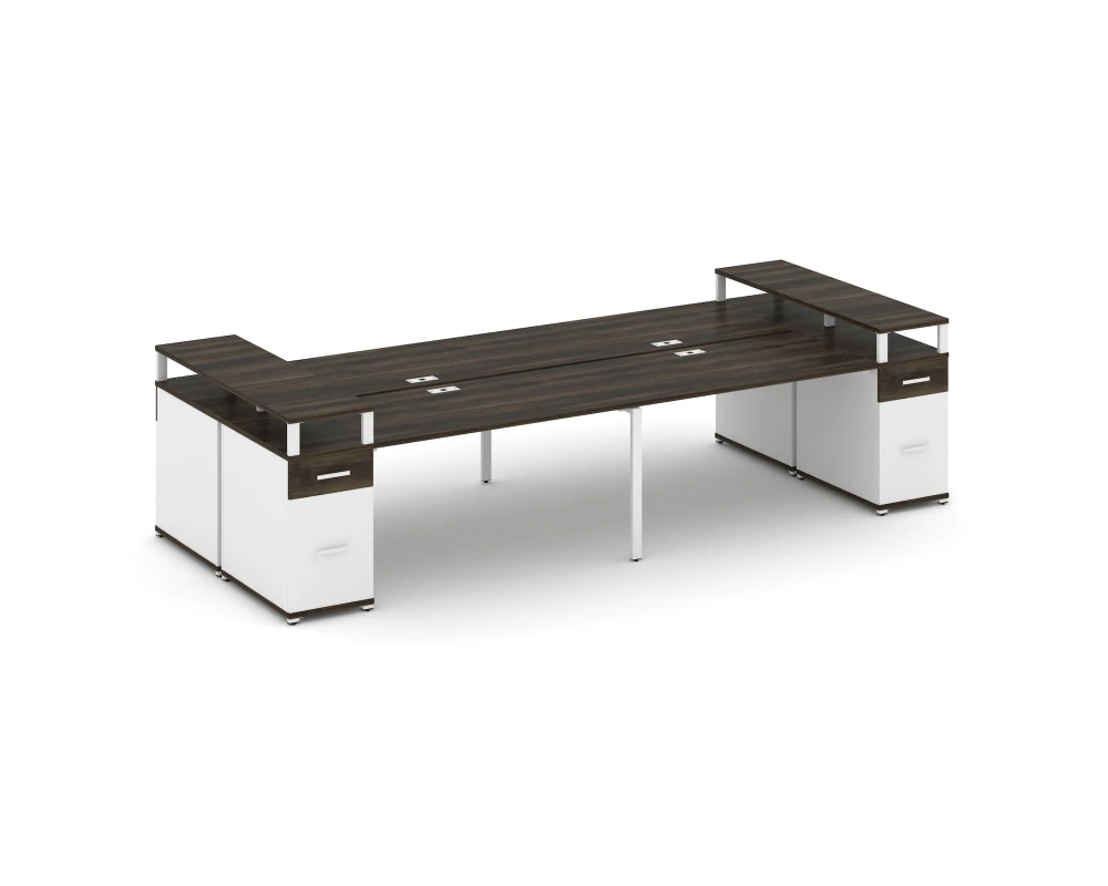 Рабочая станция 4 места с 2 опорными тумбами CN.DRS-447 W 3600x1480x917 Концепт / Concept