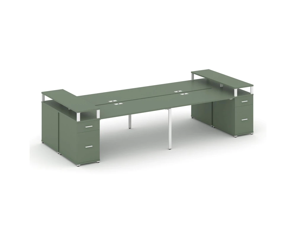 Рабочая станция 4 места с 2 опорными тумбами CN.DRS-447 W 3600x1480x917 Концепт / Concept
