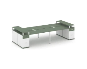 Рабочая станция 4 места с 2 опорными тумбами CN.DRS-448 W 4000x1480x917 Концепт / Concept images