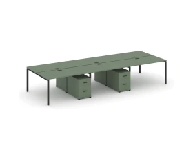 Рабочая станция 6 мест с 2 двухсторонними опорными тумбами CN.DRS-346 B 2540x1480x750 Концепт / Concept images