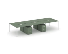 Рабочая станция 6 мест с 2 двухсторонними опорными тумбами CN.DRS-346 W 2540x1480x750 Концепт / Concept images