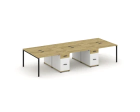 Рабочая станция 6 мест с 2 опорными тумбами CN.DRS-453 W 3780x1480x750 Концепт / Concept images