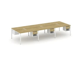 Рабочая станция двухсторонняя с подвес. тумбами на 6 мест CN.DRS-159 W 4140x1480x750 Концепт / Concept images