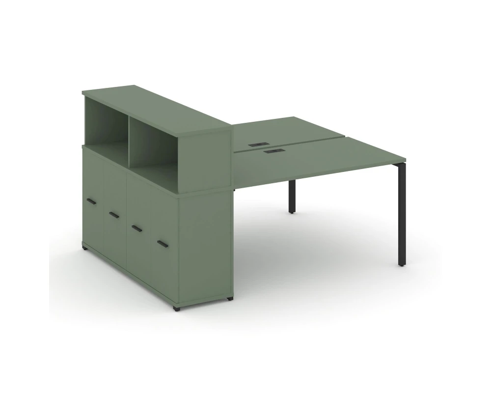 Рабочая станция с опорным распаш. шкафом с надставкой низ. CN.DRS-225 B 1400x1480x1140 Концепт / Concept