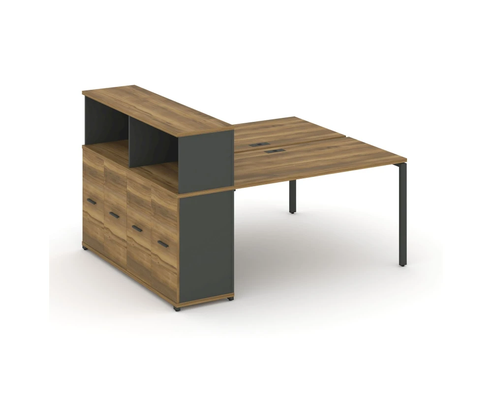 Рабочая станция с опорным распаш. шкафом с надставкой низ. CN.DRS-225 W 1400x1480x1140 Концепт / Concept