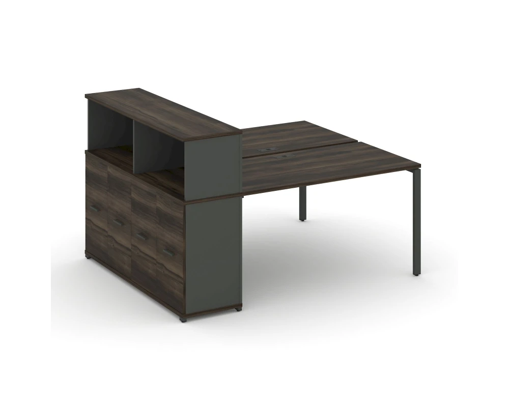 Рабочая станция с опорным распаш. шкафом с надставкой низ. CN.DRS-225 W 1400x1480x1140 Концепт / Concept