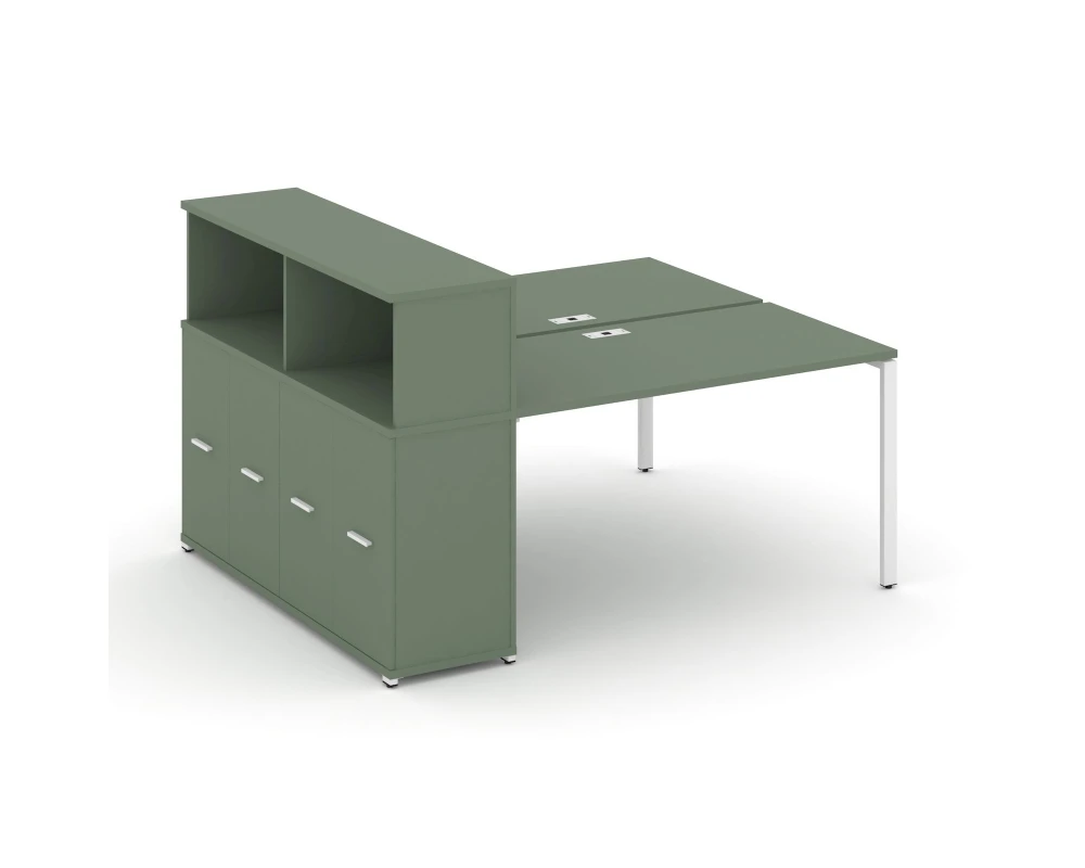 Рабочая станция с опорным распаш. шкафом с надставкой низ. CN.DRS-225 W 1400x1480x1140 Концепт / Concept