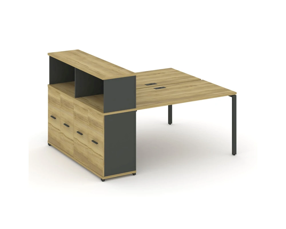 Рабочая станция с опорным распаш. шкафом с надставкой низ. CN.DRS-225 W 1400x1480x1140 Концепт / Concept