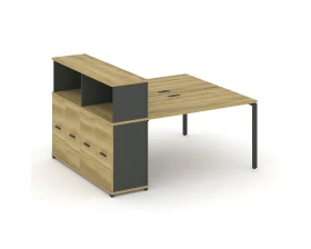 Рабочая станция с опорным распаш. шкафом с надставкой низ. CN.DRS-225 W 1400x1480x1140 Концепт / Concept images