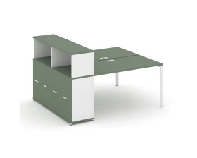 Рабочая станция с опорным распаш. шкафом с надставкой низ. CN.DRS-225 W 1400x1480x1140 Концепт / Concept images