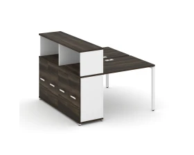 Рабочая станция с опорным распаш. шкафом с надставкой низ. CN.DRS-225 W 1400x1480x1140 Концепт / Concept images